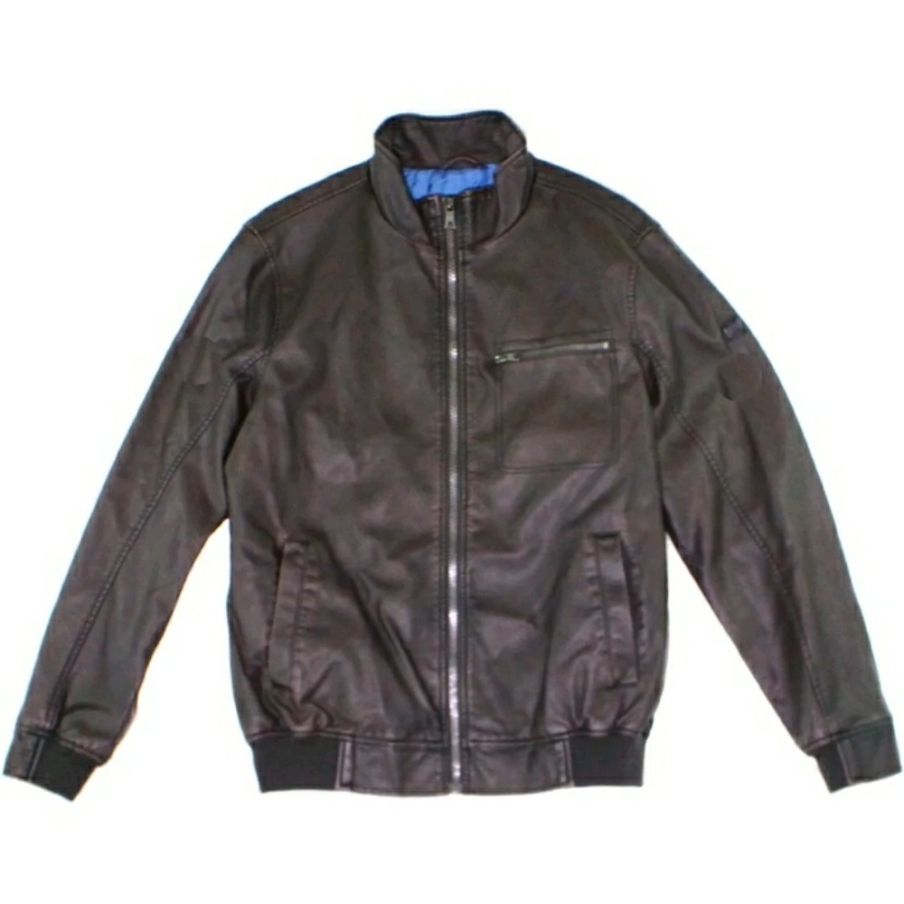 NWT Inc. Mens brown motorcycle style jacket big & tall Moto Leather Bomber - Picture 2 of 14